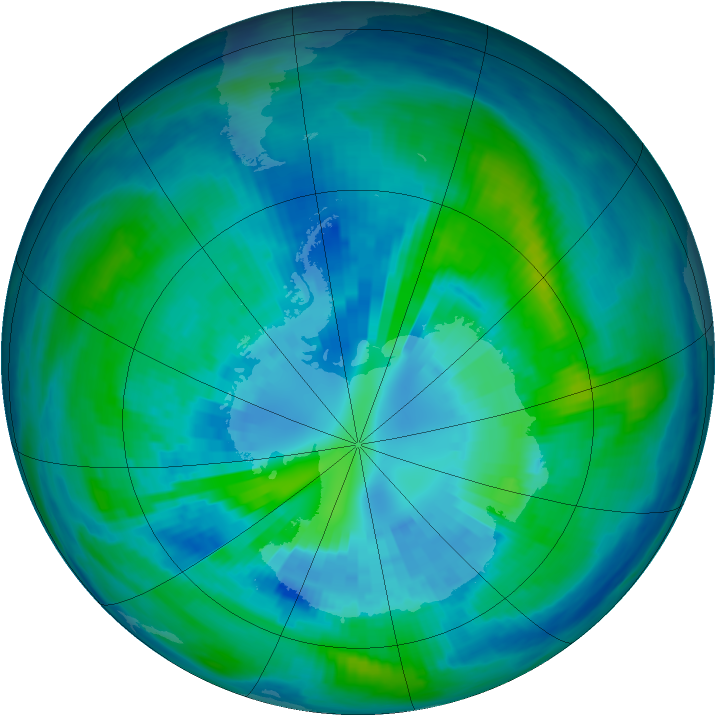 Antarctic ozone map for 04 April 1993